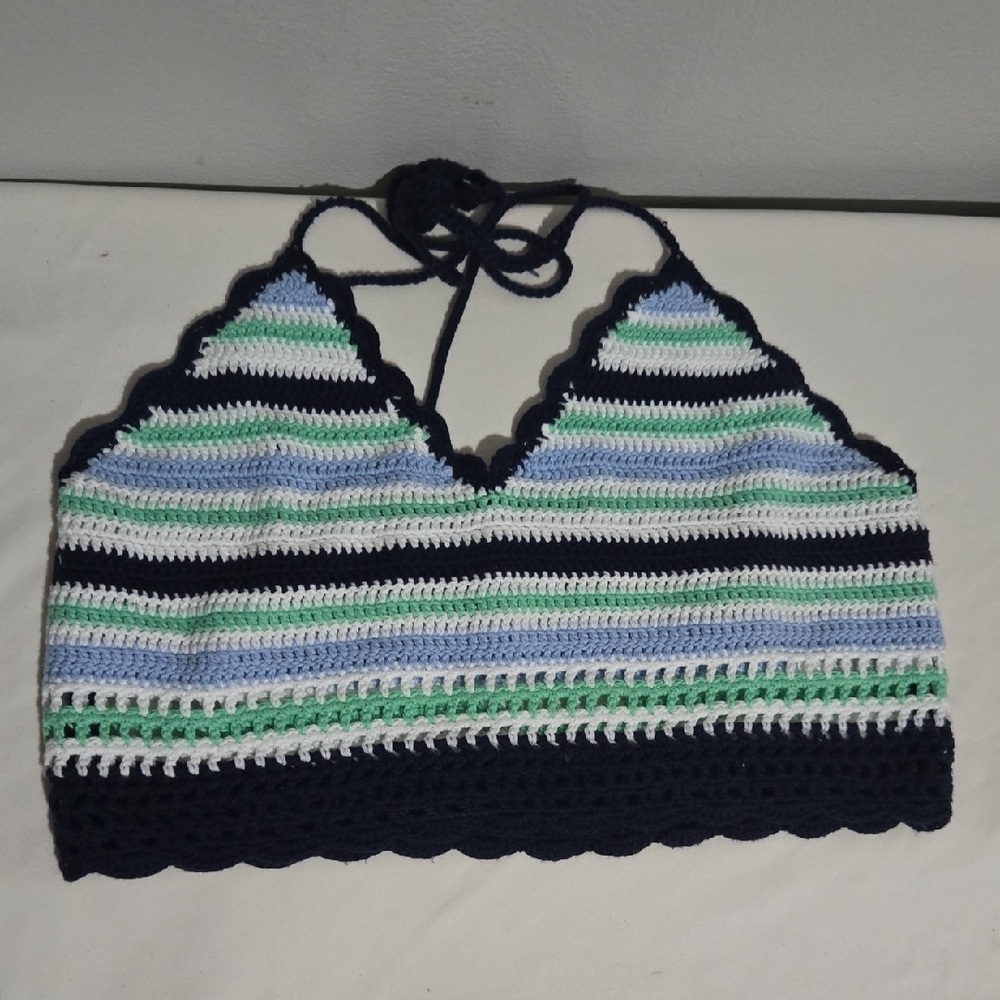 Aerie Multicolor Crochet Halter Top